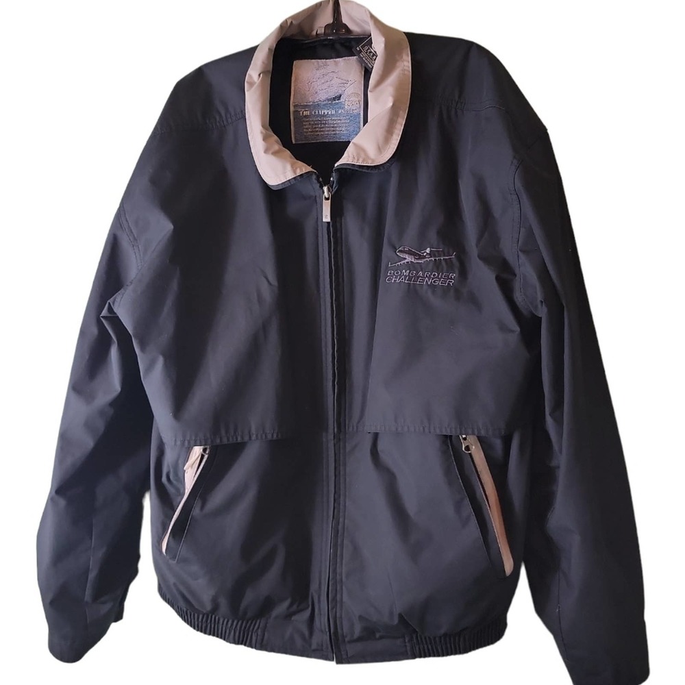 Gear Bombarier Challenger Jacket Coat Mens Sz M Zip Front Pockets Blue Tan - Picture 6 of 6